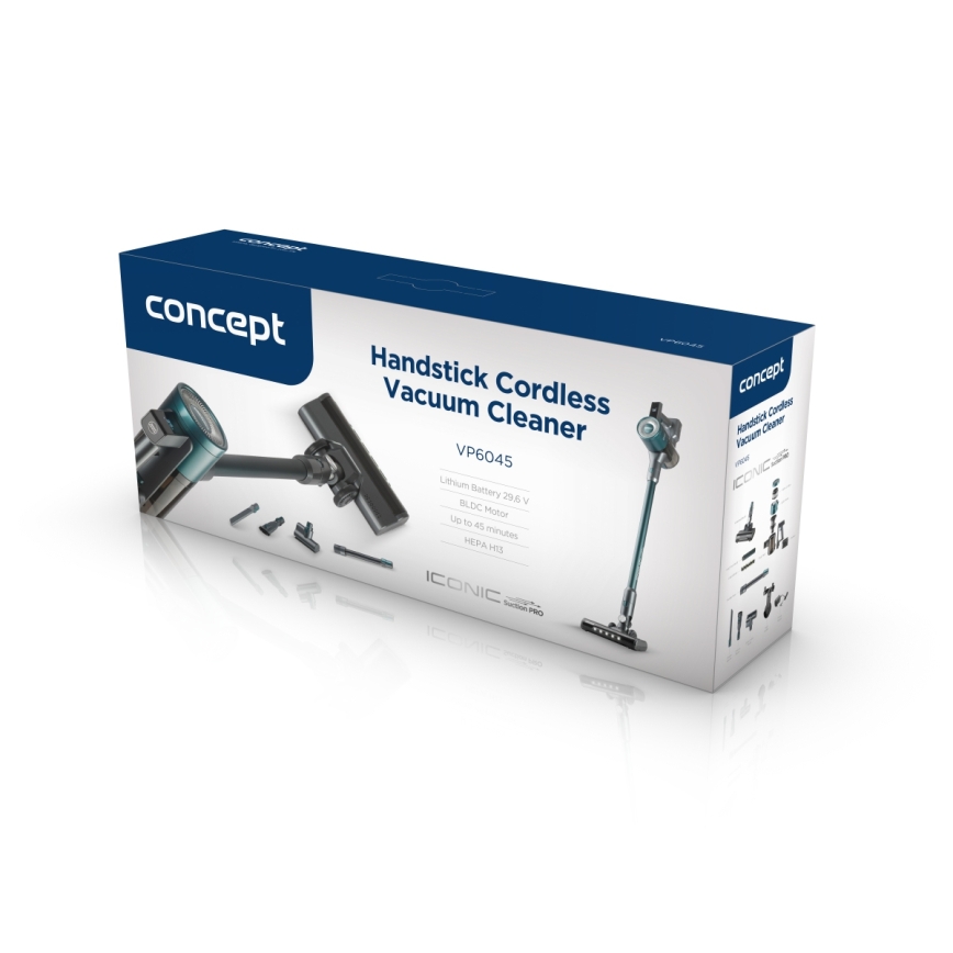 Concept VP6045 - 2-i-1 stav- och handdammsugare ICONIC SUCTION PRO 450W/29,6V 2500 mAh blå