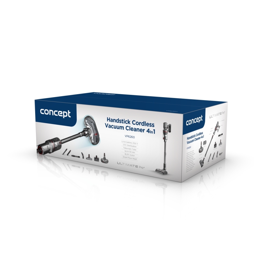 Concept VP6260 - 4-i-1 stavdammsugare ULTIMATE PRO+ 500W/29,6V 2200 mAh svart