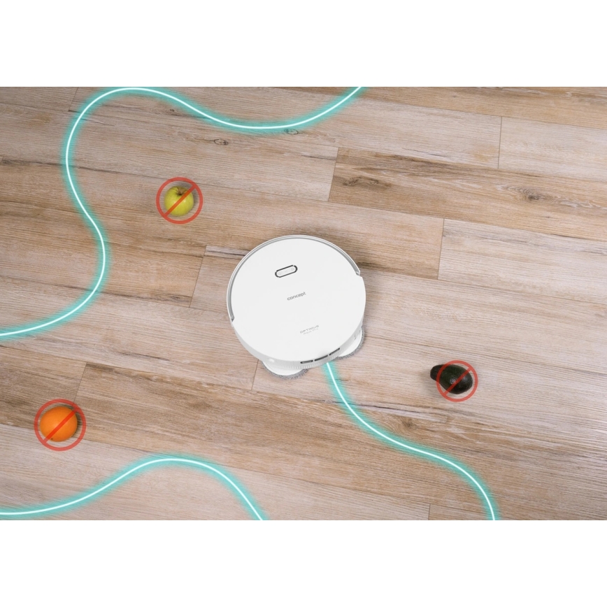 Concept VR4050 - Smart robotdammsugare med mopp 2-i-1 OPTIMUS AQUA PRO LASER 3D 600W/230V 5200 mAh Wi-Fi vit