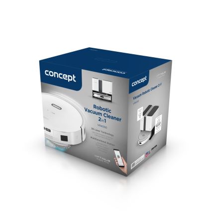 Concept VR4050 - Smart robotdammsugare med mopp 2-i-1 OPTIMUS AQUA PRO LASER 3D 600W/230V 5200 mAh Wi-Fi vit
