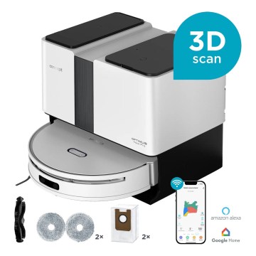 Concept VR4050 - Smart robotdammsugare med mopp 2-i-1 OPTIMUS AQUA PRO LASER 3D 600W/230V 5200 mAh Wi-Fi vit