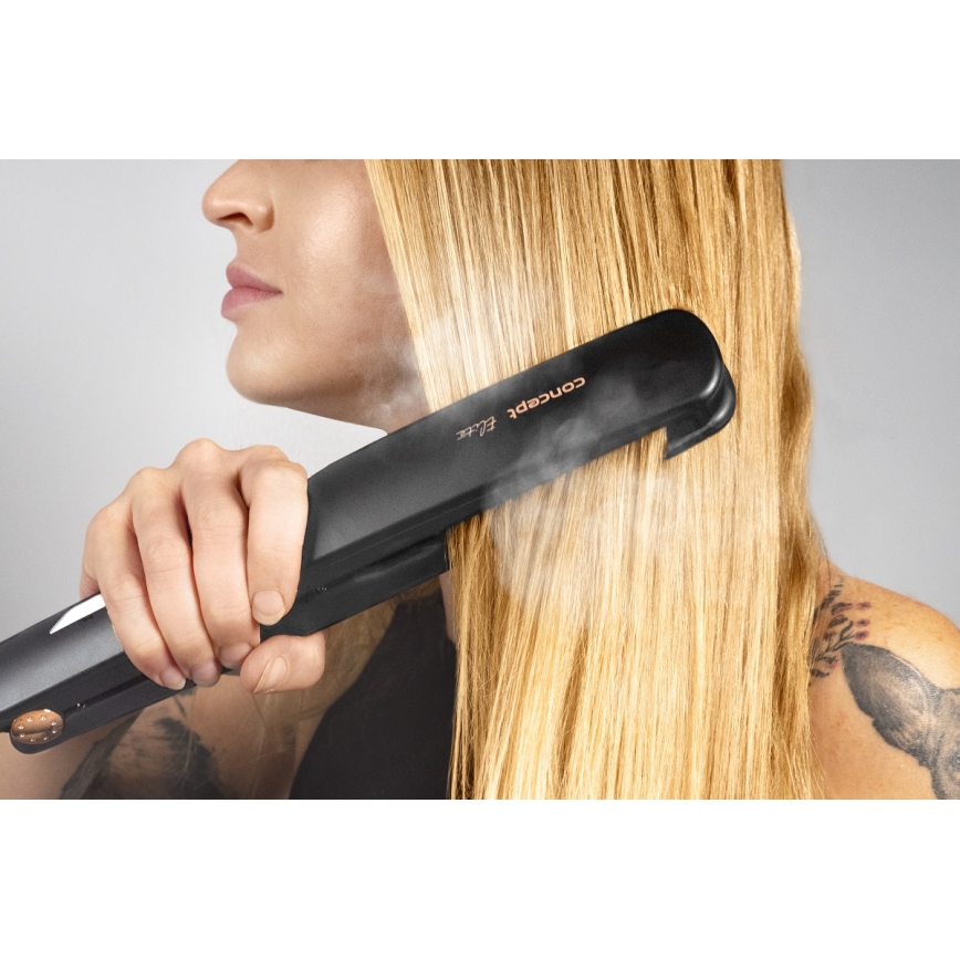 Concept VZ6010 - Steam hair straightener med LED display ELITE STEAM BOOST 54W/230V svart