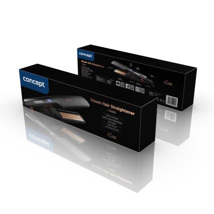 Concept VZ6010 - Steam hair straightener med LED display ELITE STEAM BOOST 54W/230V svart