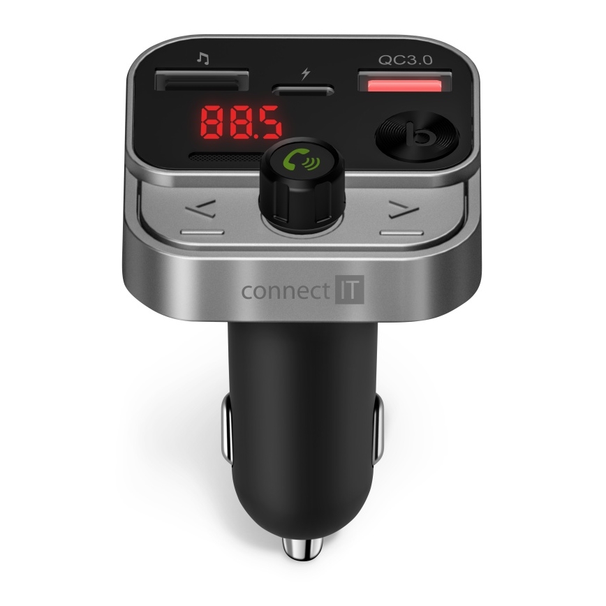 CONNECT IT CCC-8900-AN - FM-sändare för bil med handsfree-funktion svart/silver
