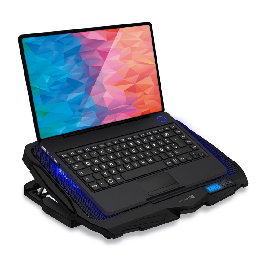 CONNECT IT CCP-2200-BK - Kylplatta för laptop 4x fläkt 2xUSB svart/blå