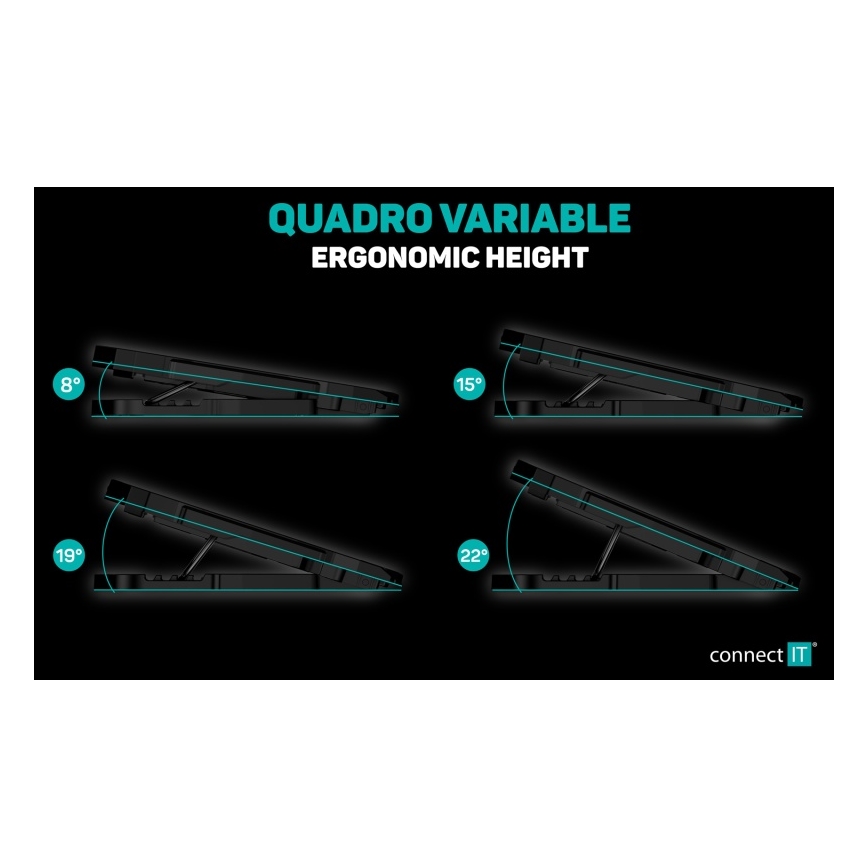 CONNECT IT CCP-2200-RD - Kylplatta för laptop 4x fläkt 2xUSB svart/röd