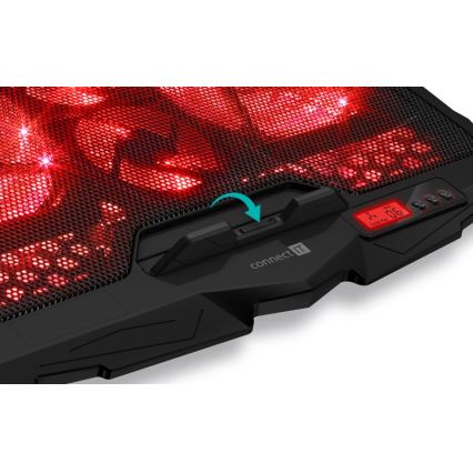 CONNECT IT CCP-2200-RD - Kylplatta för laptop 4x fläkt 2xUSB svart/röd