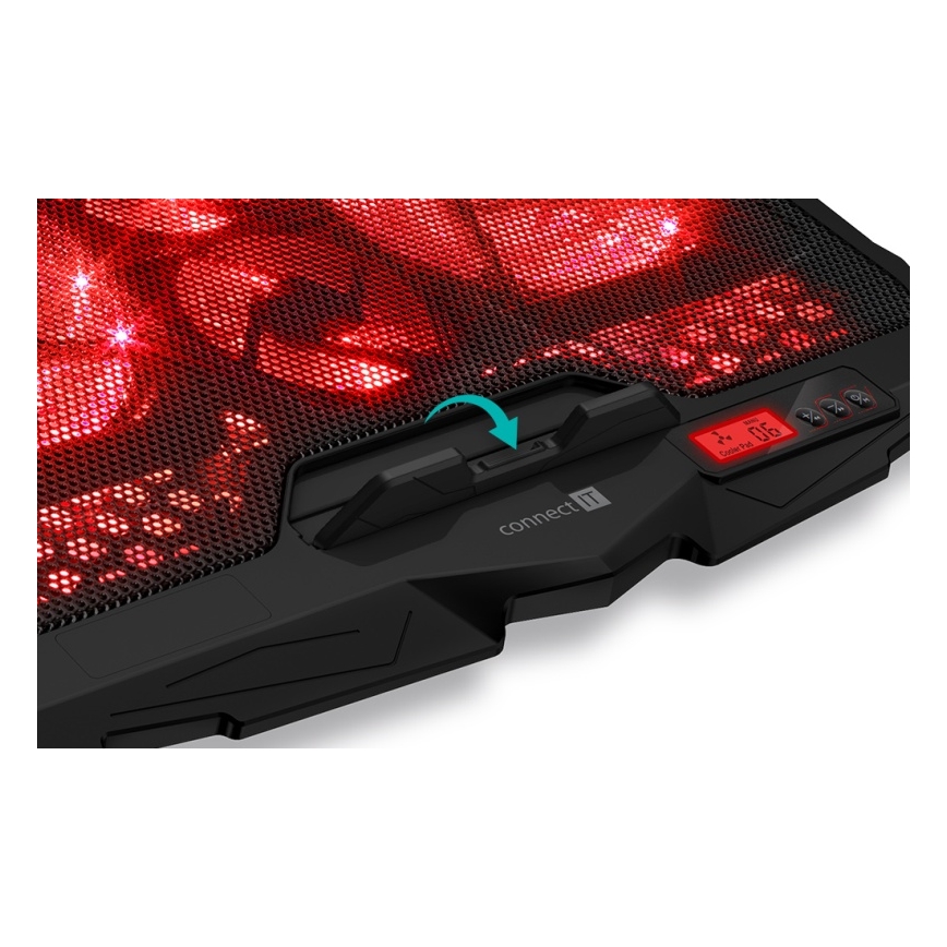 CONNECT IT CCP-2200-RD - Kylplatta för laptop 4x fläkt 2xUSB svart/röd