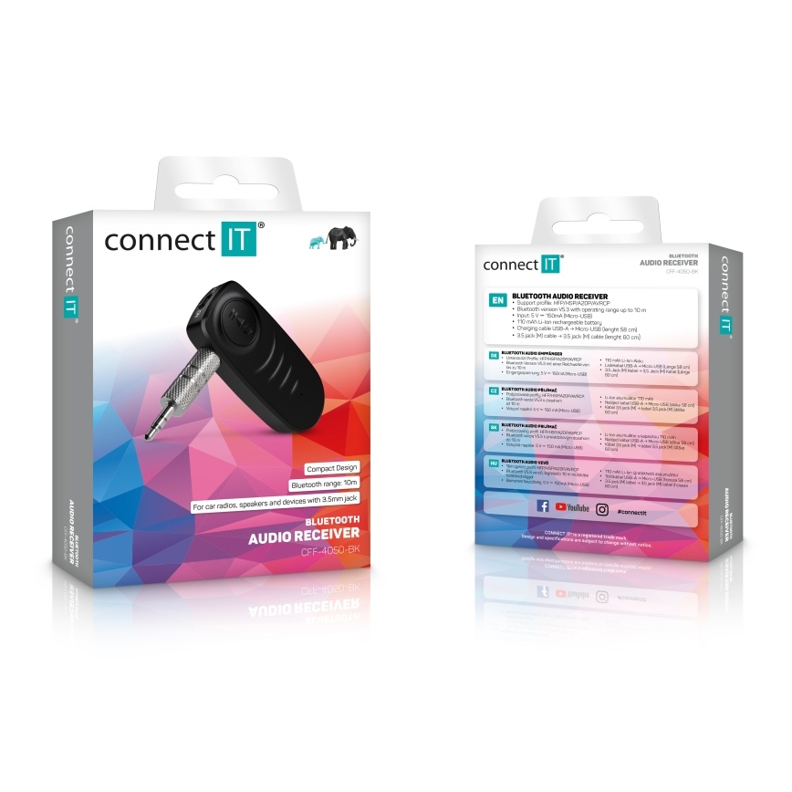 CONNECT IT CFF-4050-BK - Bluetooth audio Mottagare AUX 110 mAh