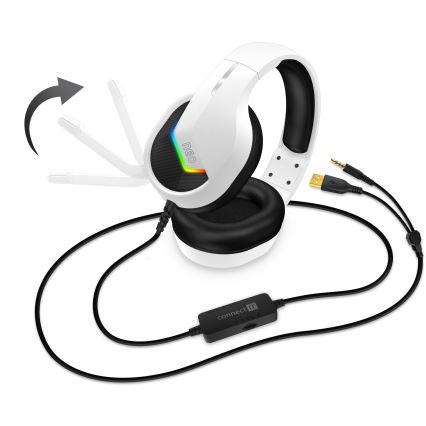 CONNECT IT CHP-3595-WH - LED RGB Gaming hörlurar med sladd Med en mikrofon vit/svart