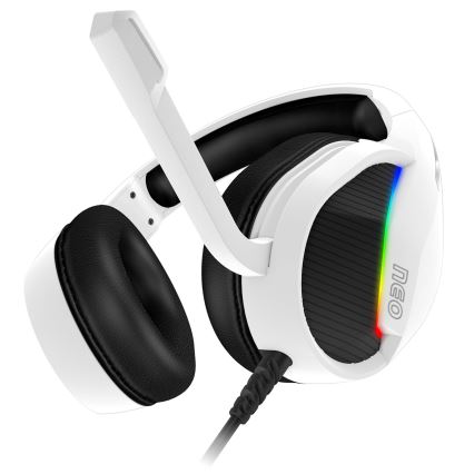 CONNECT IT CHP-3595-WH - LED RGB Gaming hörlurar med sladd Med en mikrofon vit/svart