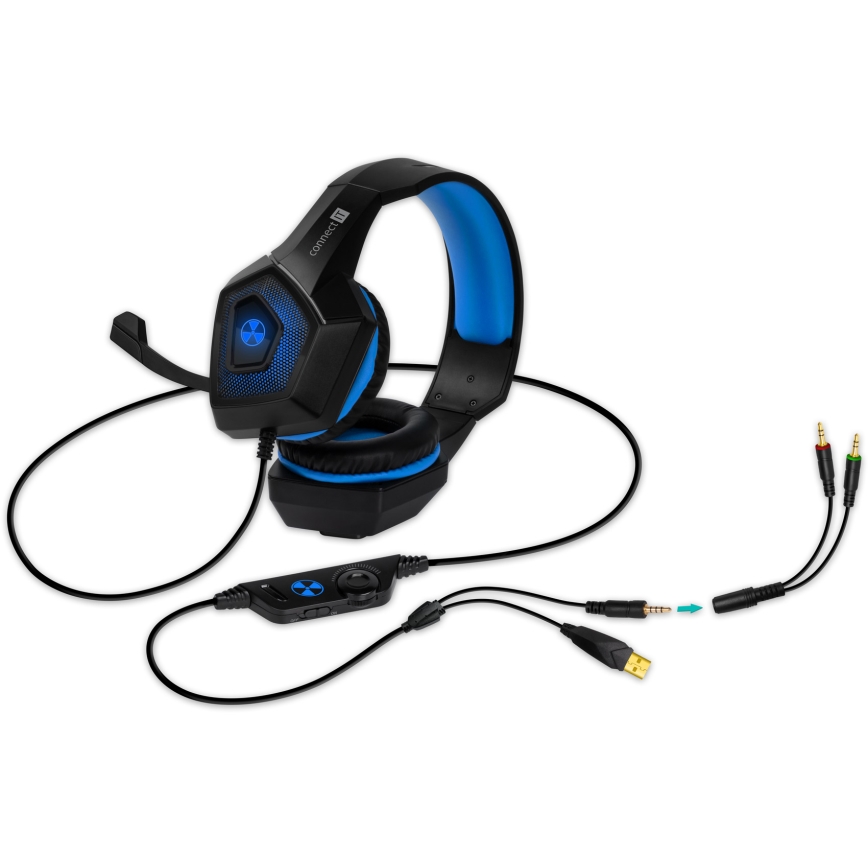 CONNECT IT CHP-5500-BL - LED Gaming hörlurar med sladd Med en mikrofon svart/blå