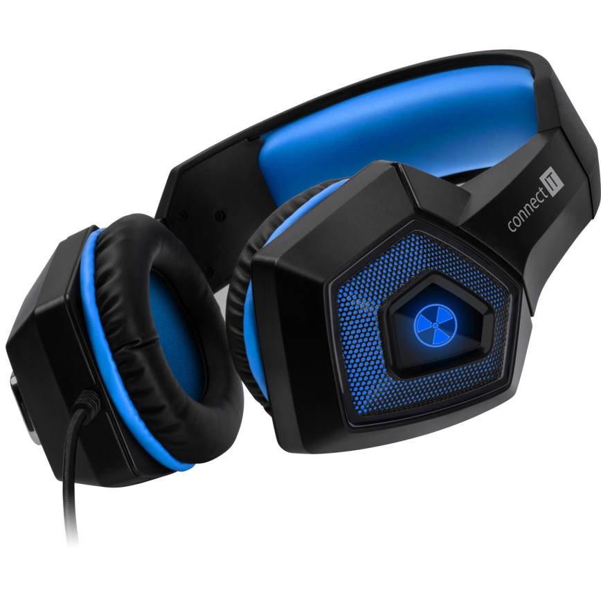 CONNECT IT CHP-5500-BL - LED Gaming hörlurar med sladd Med en mikrofon svart/blå