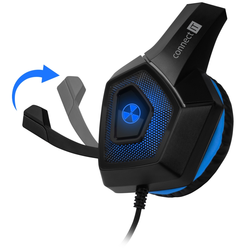 CONNECT IT CHP-5500-BL - LED Gaming hörlurar med sladd Med en mikrofon svart/blå