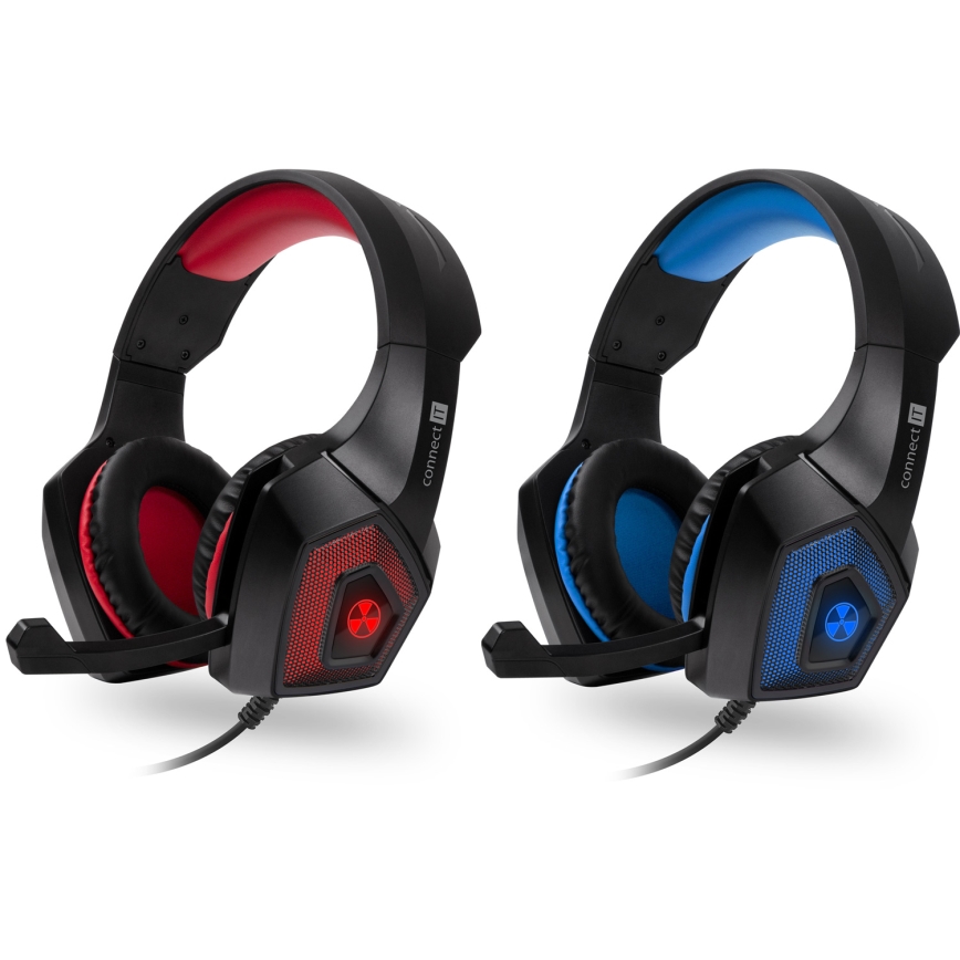 CONNECT IT CHP-5500-BL - LED Gaming hörlurar med sladd Med en mikrofon svart/blå