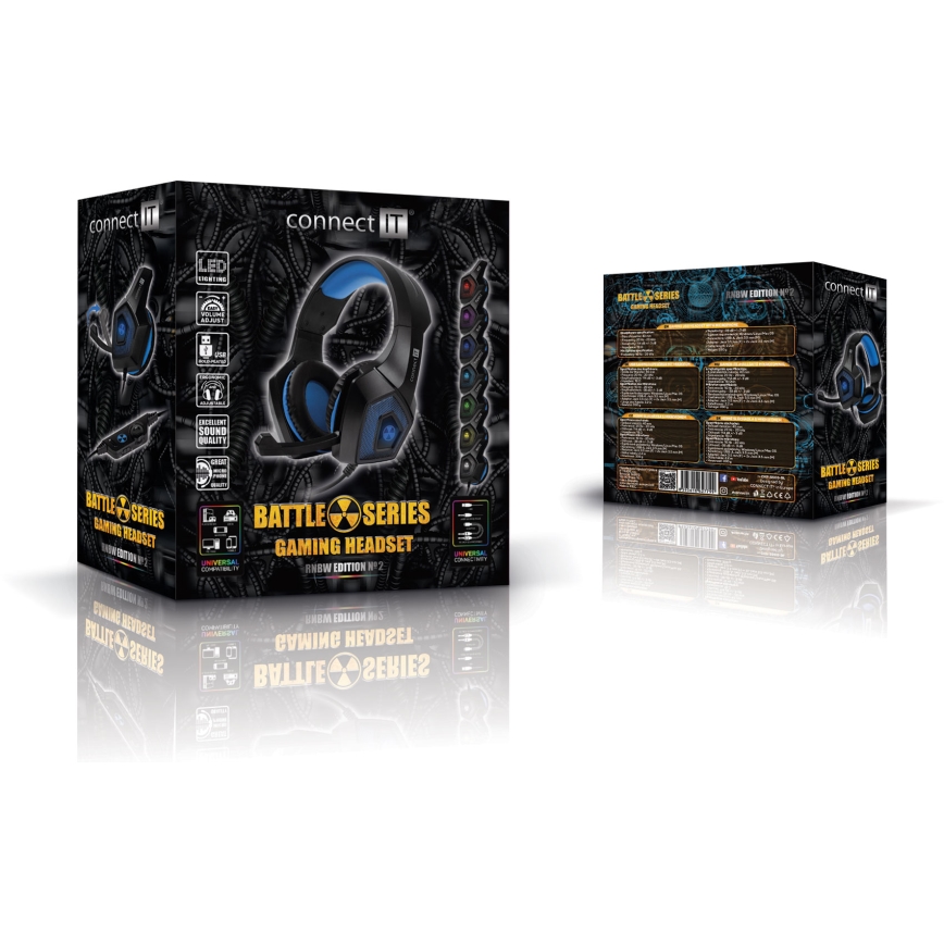 CONNECT IT CHP-5500-BL - LED Gaming hörlurar med sladd Med en mikrofon svart/blå