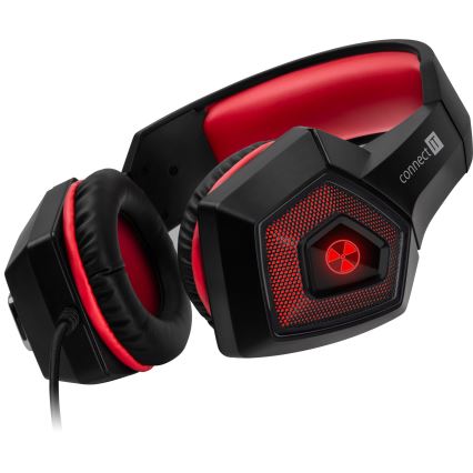 CONNECT IT CHP-5500-RD - LED Gaming hörlurar med sladd Med en mikrofon svart/röd