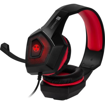 CONNECT IT CHP-5500-RD - LED Gaming hörlurar med sladd Med en mikrofon svart/röd