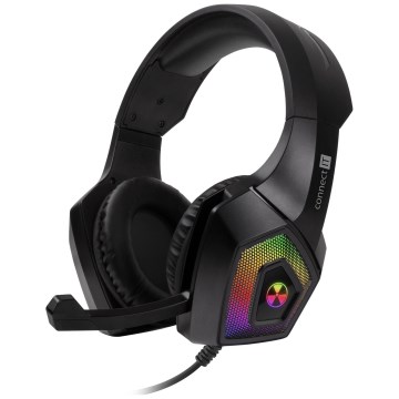CONNECT IT CHP-5600-BK - LED RGB Gaming hörlurar med sladd Med en mikrofon svart