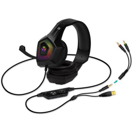 CONNECT IT CHP-5600-BK - LED RGB Gaming hörlurar med sladd Med en mikrofon svart