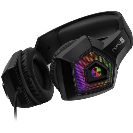 CONNECT IT CHP-5600-BK - LED RGB Gaming hörlurar med sladd Med en mikrofon svart
