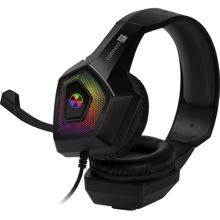 CONNECT IT CHP-5600-BK - LED RGB Gaming hörlurar med sladd Med en mikrofon svart
