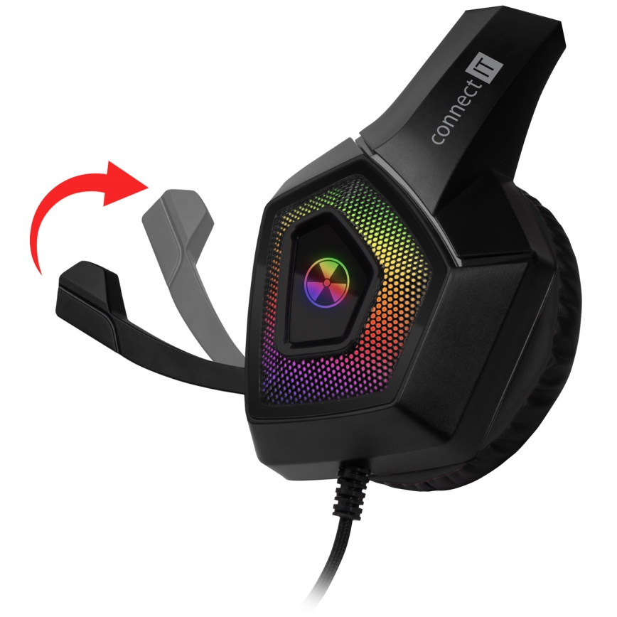 CONNECT IT CHP-5600-BK - LED RGB Gaming hörlurar med sladd Med en mikrofon svart
