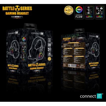 CONNECT IT CHP-5600-BK - LED RGB Gaming hörlurar med sladd Med en mikrofon svart