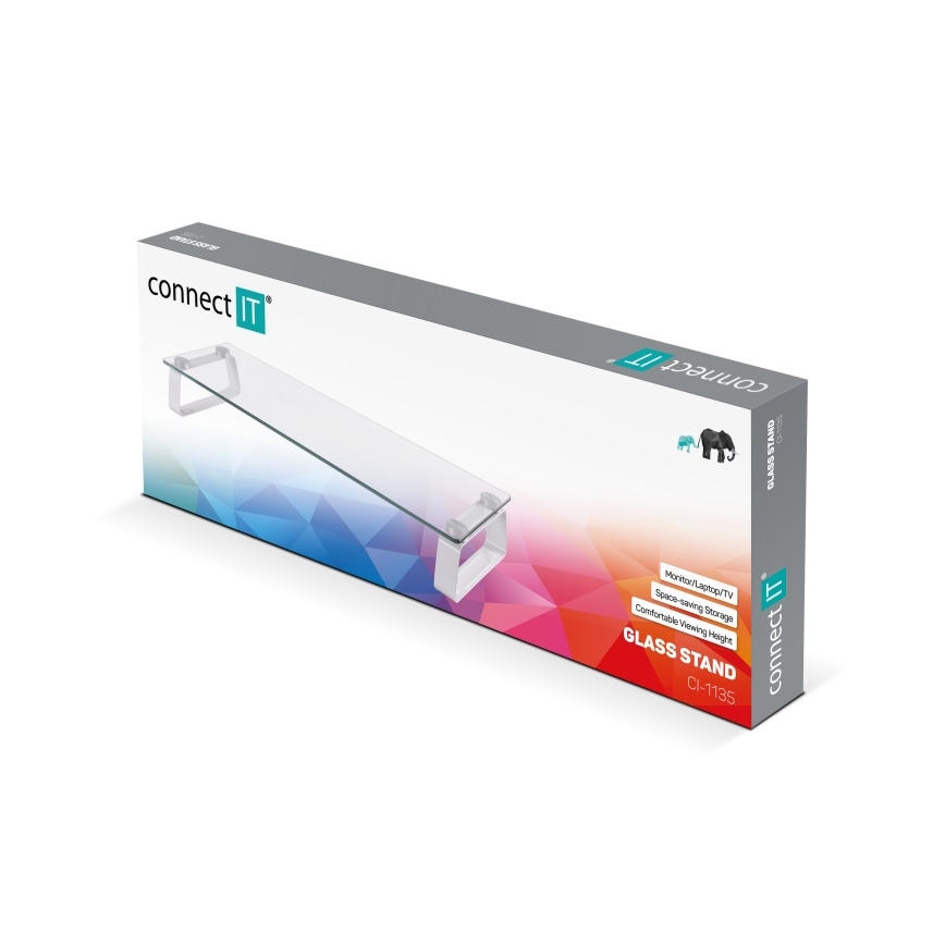 CONNECT IT CI-1135 - Multifunktionell glasbas genomskinlig/vit