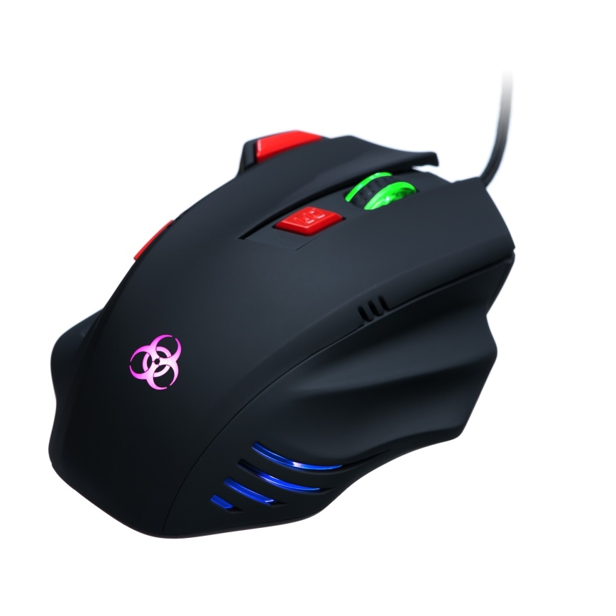 CONNECT IT CI-191 - LED gaming mus med sladd 800/1600/2400/3200 DPI svart