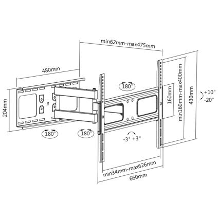 CONNECT IT CI-787 - Vägghållare för TV 37-70” vit