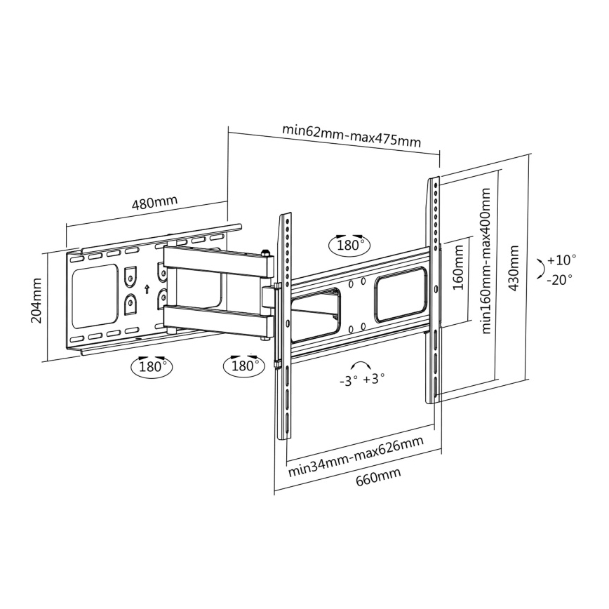 CONNECT IT CI-787 - Vägghållare för TV 37-70” vit