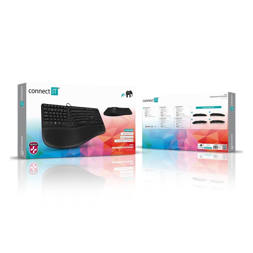 CONNECT IT CKB-2800-CS - Ergonomisk trådlöst tangentbord med lokalisering CZ/SK svart
