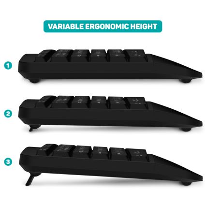 CONNECT IT CKM-6010-CS - Ergonomisk trådlöst tangentbord och mus 800/1200/1600/2400 DPI med lokalisering CZ/SK 1xAA + 2xAAA svart