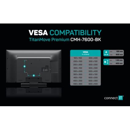 CONNECT IT CMH-7600-BK - Vägghållare för TV 32-70” svart