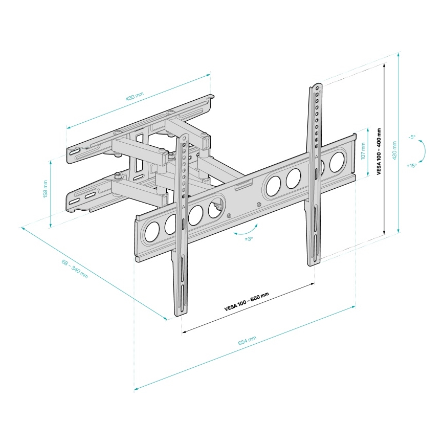 CONNECT IT CMH-7600-BK - Vägghållare för TV 32-70” svart