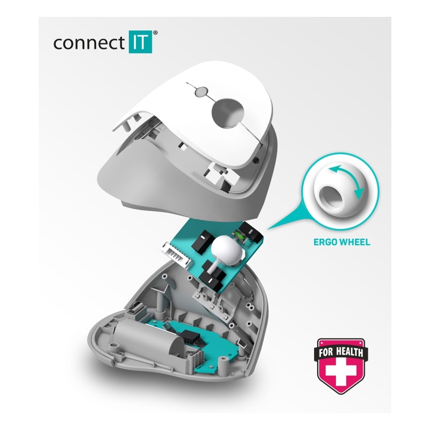 CONNECT IT CMO-2700-WH - Ergonomisk trådlös mus 800/1200/1600 DPI 1xAA vit
