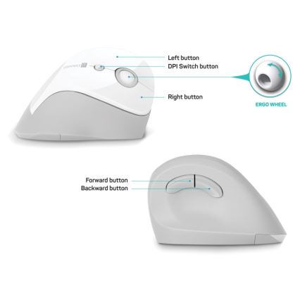 CONNECT IT CMO-2700-WH - Ergonomisk trådlös mus 800/1200/1600 DPI 1xAA vit