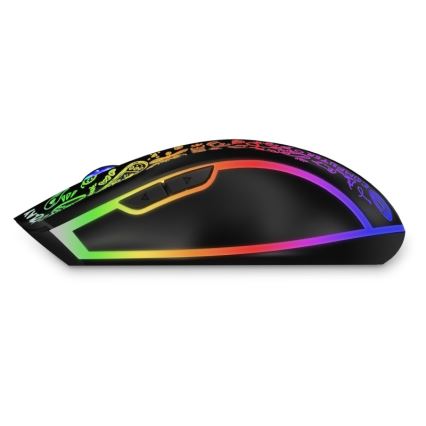 CONNECT IT CMO-3530-DD - LED RGB Trådlös laddningsbar gaming mus 800/1200/1600/2400/4800 DPI 600 mAh svart