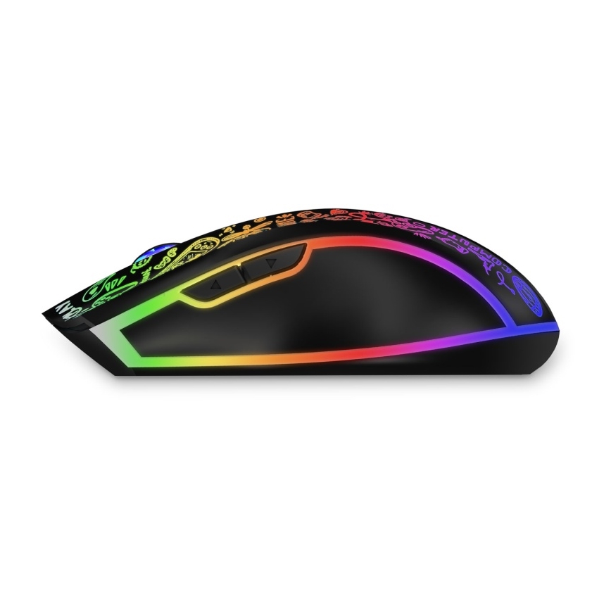 CONNECT IT CMO-3530-DD - LED RGB Trådlös laddningsbar gaming mus 800/1200/1600/2400/4800 DPI 600 mAh svart