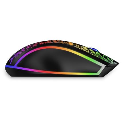 CONNECT IT CMO-3530-DD - LED RGB Trådlös laddningsbar gaming mus 800/1200/1600/2400/4800 DPI 600 mAh svart