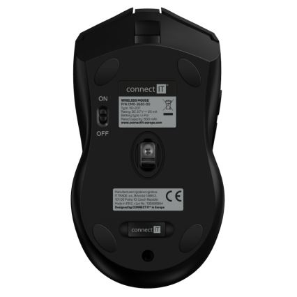 CONNECT IT CMO-3530-DD - LED RGB Trådlös laddningsbar gaming mus 800/1200/1600/2400/4800 DPI 600 mAh svart