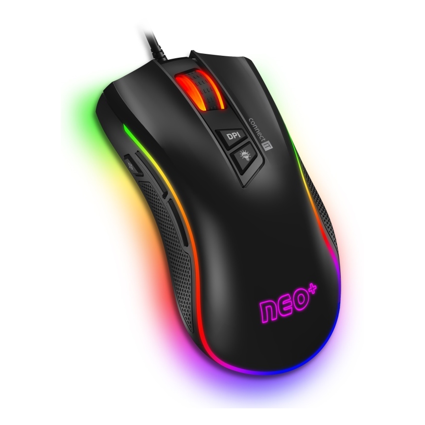CONNECT IT CMO-3591-BK - LED RGB Trådbunden gamingmus 500-7200 DPI svart