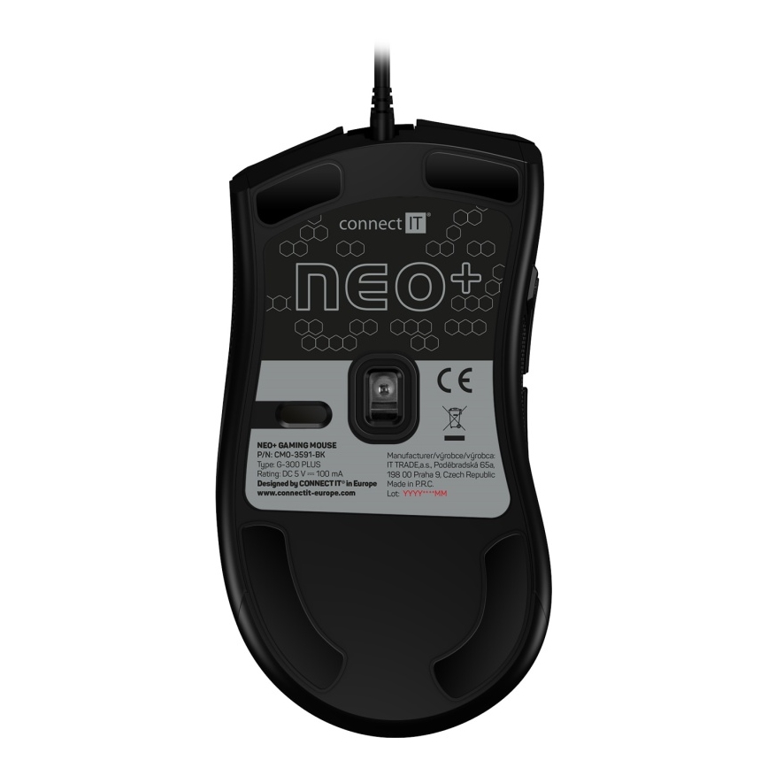 CONNECT IT CMO-3591-BK - LED RGB Trådbunden gamingmus 500-7200 DPI svart