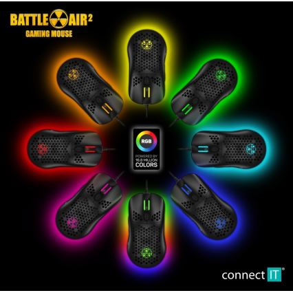 CONNECT IT CMO-5511-BK - LED RGB Trådad gamingmus 200-12800 DPI svart