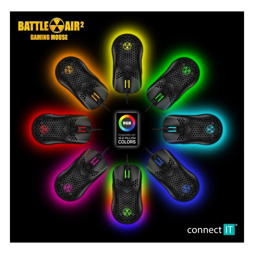 CONNECT IT CMO-5511-BK - LED RGB Trådad gamingmus 200-12800 DPI svart