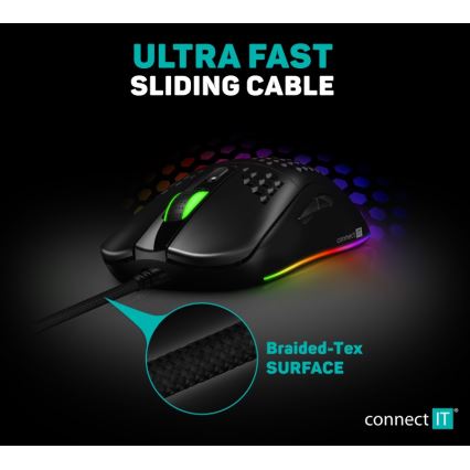 CONNECT IT CMO-5511-BK - LED RGB Trådad gamingmus 200-12800 DPI svart