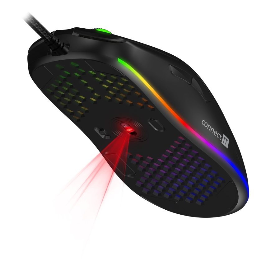 CONNECT IT CMO-5511-BK - LED RGB Trådad gamingmus 200-12800 DPI svart