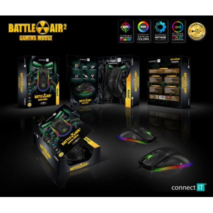 CONNECT IT CMO-5511-BK - LED RGB Trådad gamingmus 200-12800 DPI svart