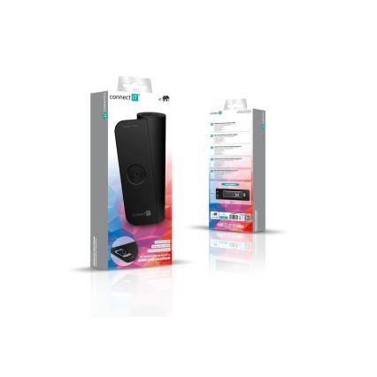 CONNECT IT CMP-2500-LG - Tangentbordsmatta och mus med Qi trådlös laddning 80x30 cm svart